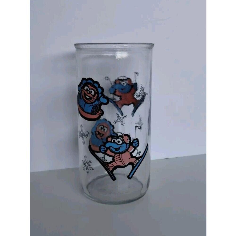 1989 The Muppet Babies Kraft Vintage Jelly Jar Glass - Gonzo and Animal